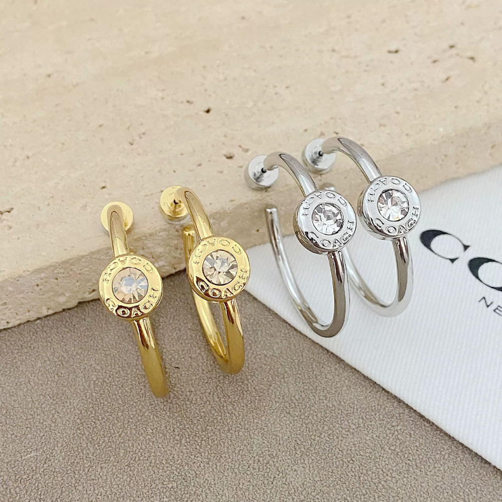 Coach Geometric Crystal Metal Earrings